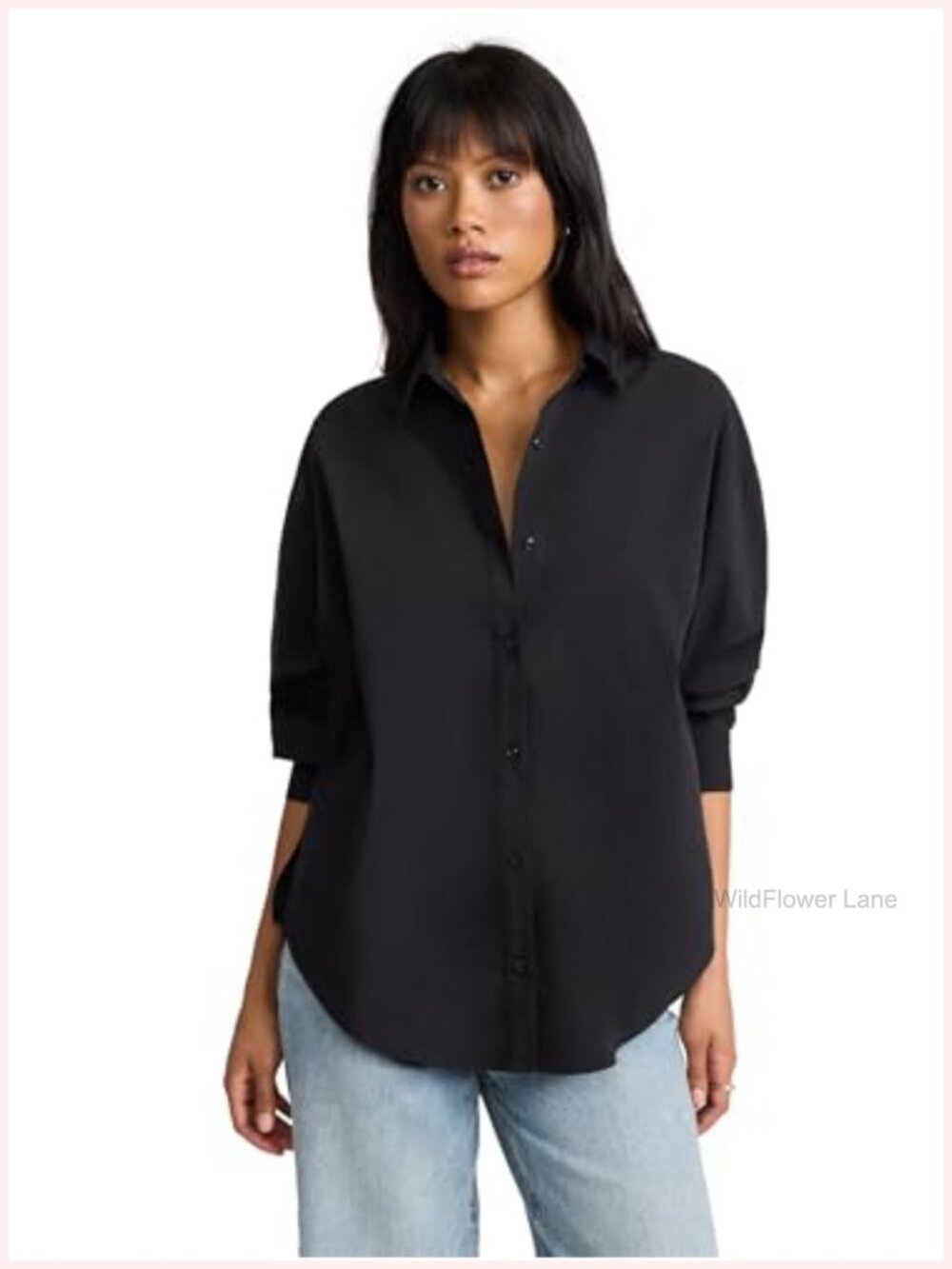 Express Portofino Boyfriend Button Down Shirt Long Sleeve Cotton Poplin